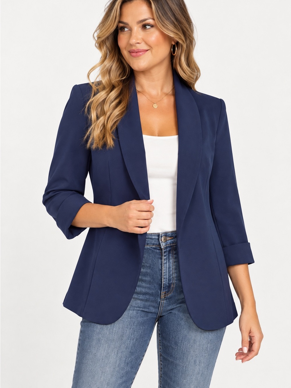 NWT LOFT Navy Open-Front Shawl Collar Blazer $108